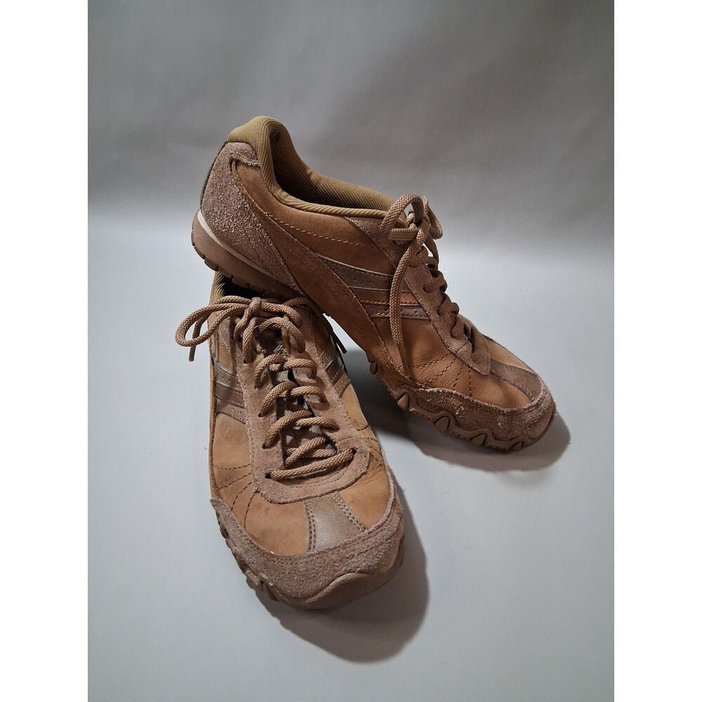 Skechers Womens Relaxed Fit Memory Foam Brown Leather Sneakers Size 8 SN49622